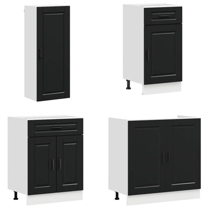 Keukenblok PORTO 8 pcs Zwart Bewerkt hout