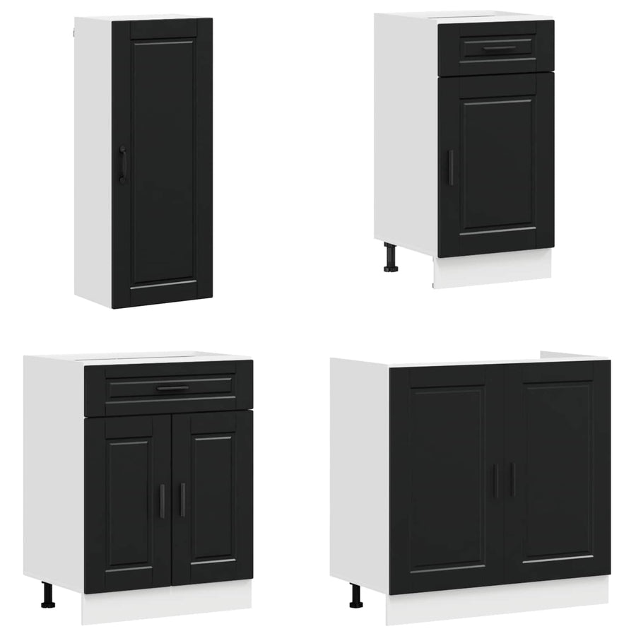 Keukenblok PORTO 8 pcs Zwart Bewerkt hout