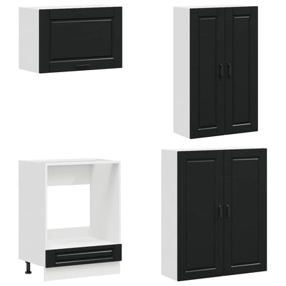 Keukenblok PORTO 8 pcs Zwart Bewerkt hout
