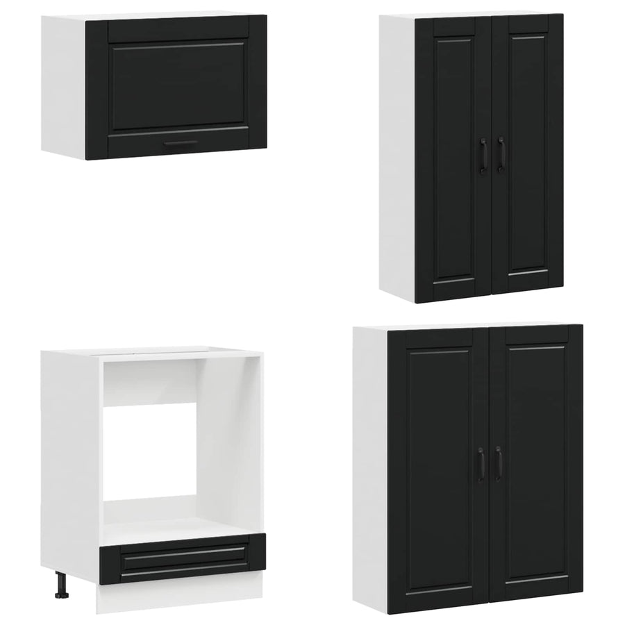 Keukenblok PORTO 8 pcs Zwart Bewerkt hout
