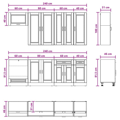 Keukenblok PORTO 8 pcs Sonoma Eiken Bewerkt hout
