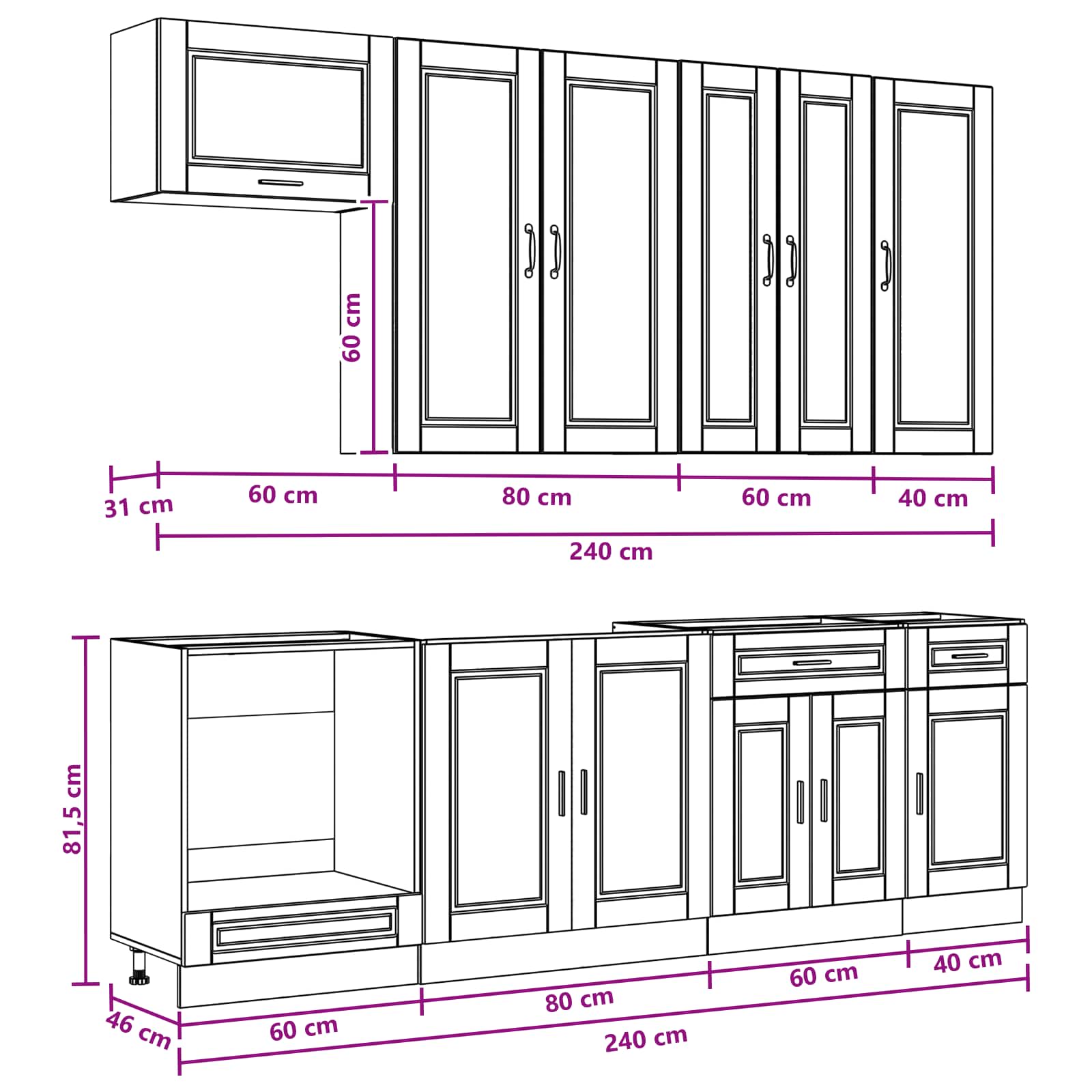Keukenblok PORTO 8 pcs Sonoma Eiken Bewerkt hout