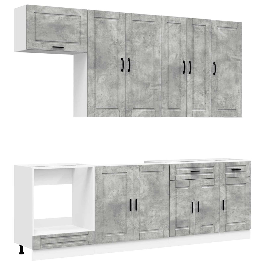 Keukenblok PORTO 8 pcs Betongrijs Bewerkt hout