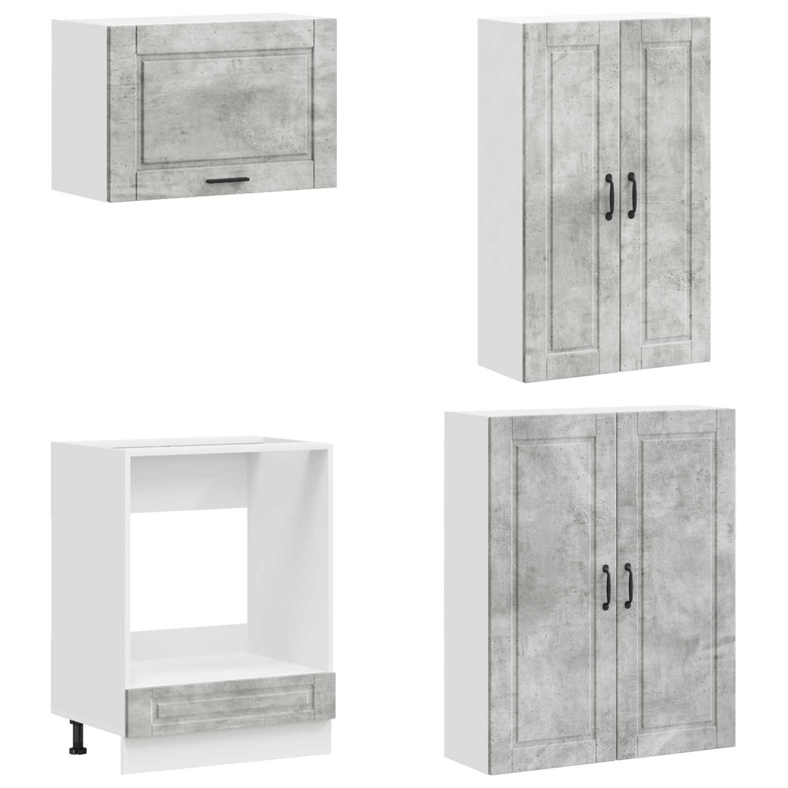 Keukenblok PORTO 8 pcs Betongrijs Bewerkt hout