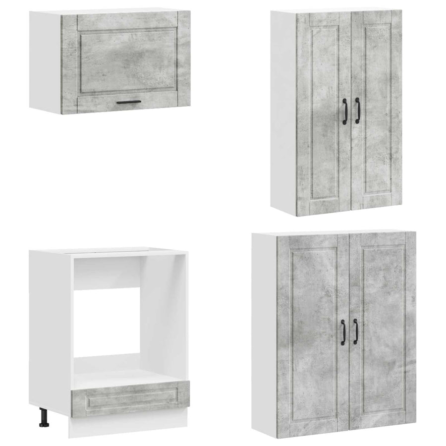 Keukenblok PORTO 8 pcs Betongrijs Bewerkt hout