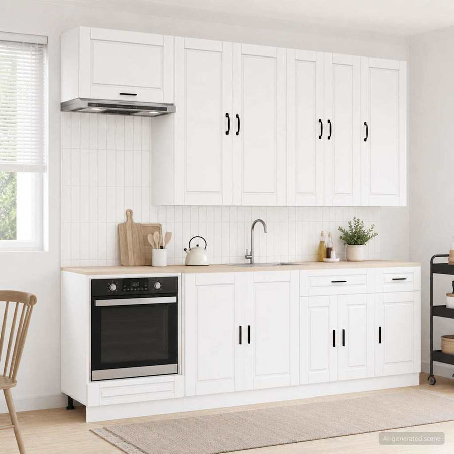 Keukenblok PORTO 8 pcs Hoogglans Wit Bewerkt hout