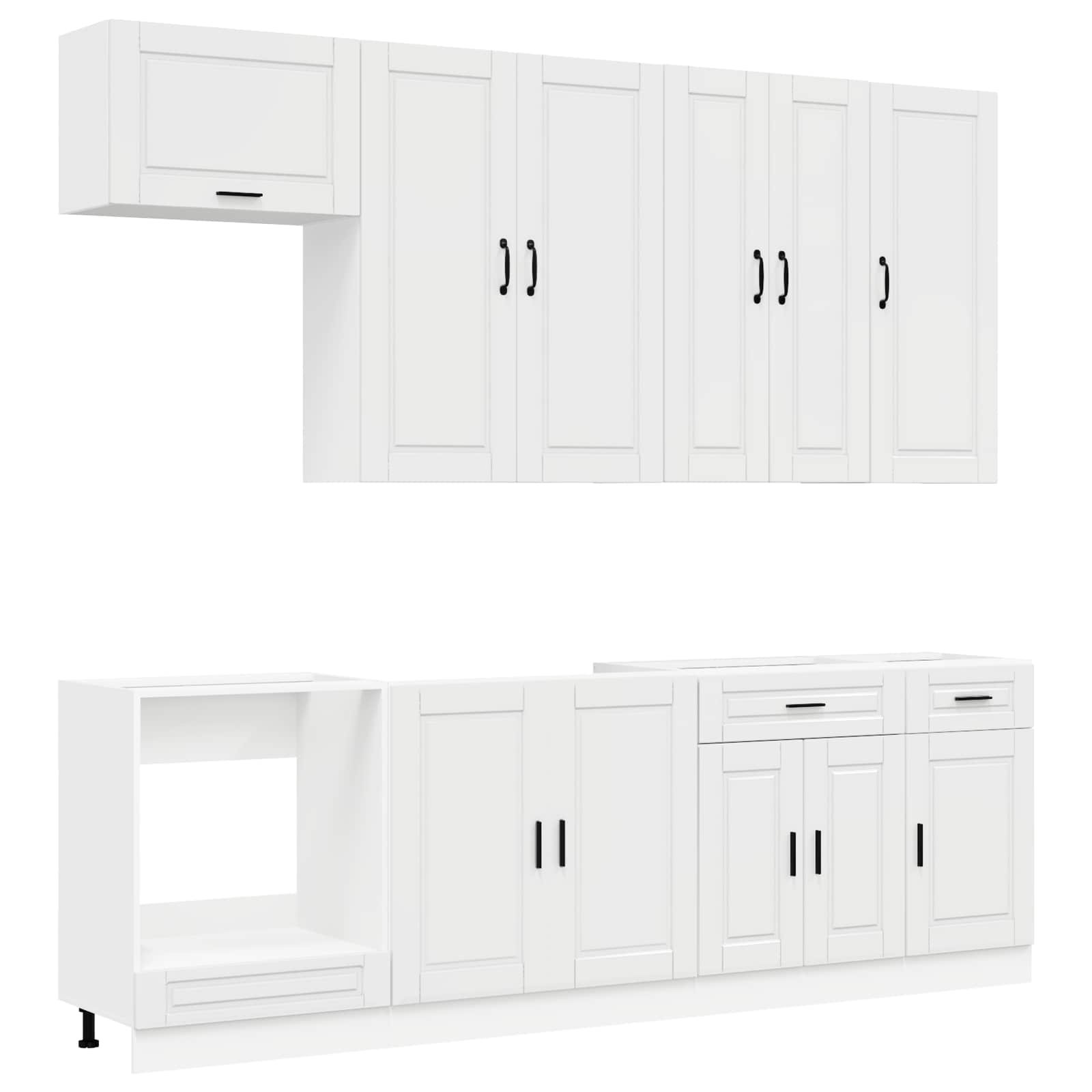 Keukenblok PORTO 8 pcs Hoogglans Wit Bewerkt hout