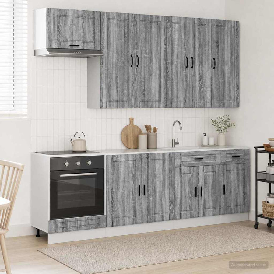 Keukenblok PORTO 8 pcs Grijs Sonoma Bewerkt hout