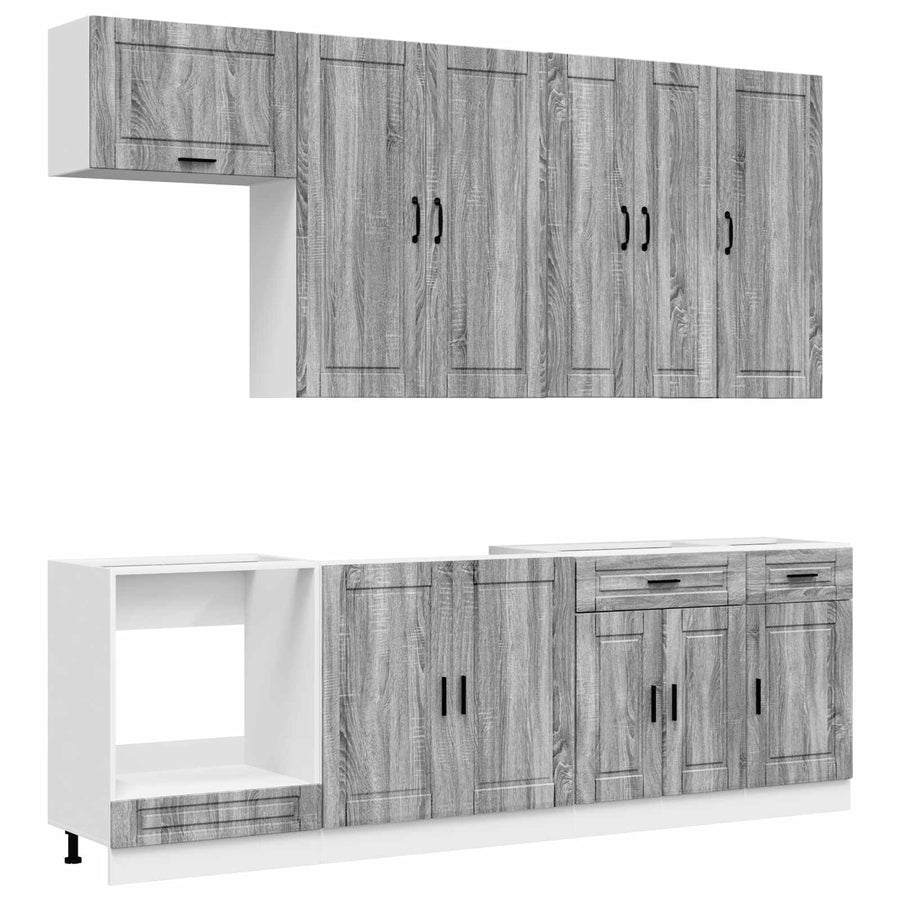 Keukenblok PORTO 8 pcs Grijs Sonoma Bewerkt hout