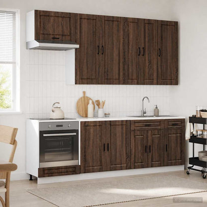 Keukenblok PORTO 8 pcs Bruin eiken Bewerkt hout