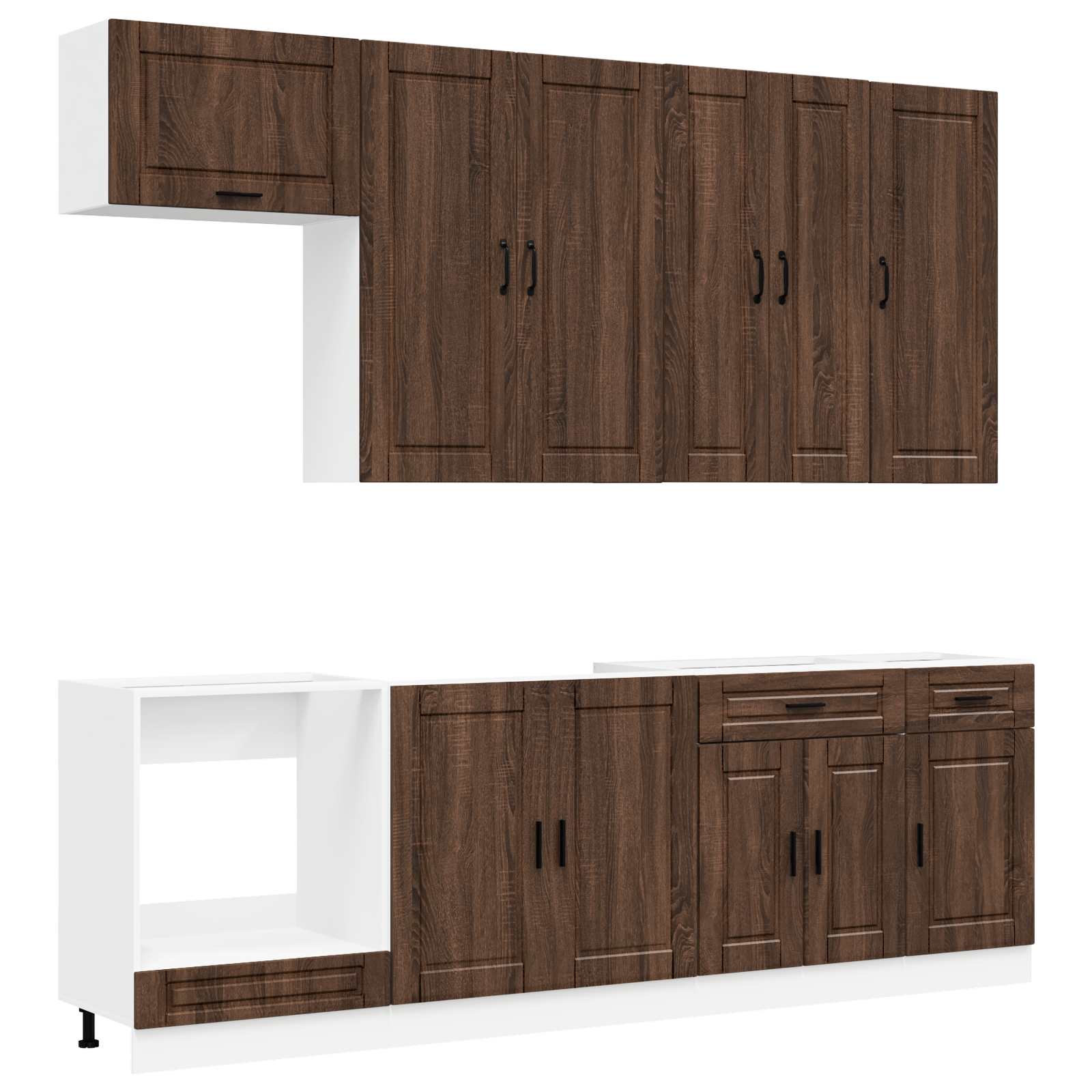 Keukenblok PORTO 8 pcs Bruin eiken Bewerkt hout