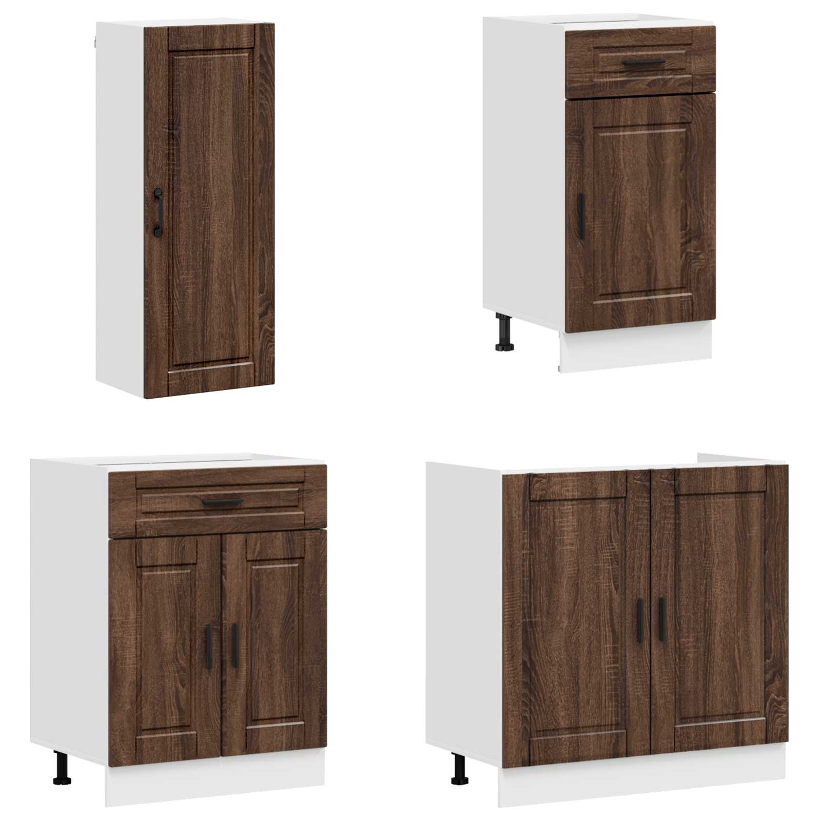 Keukenblok PORTO 8 pcs Bruin eiken Bewerkt hout