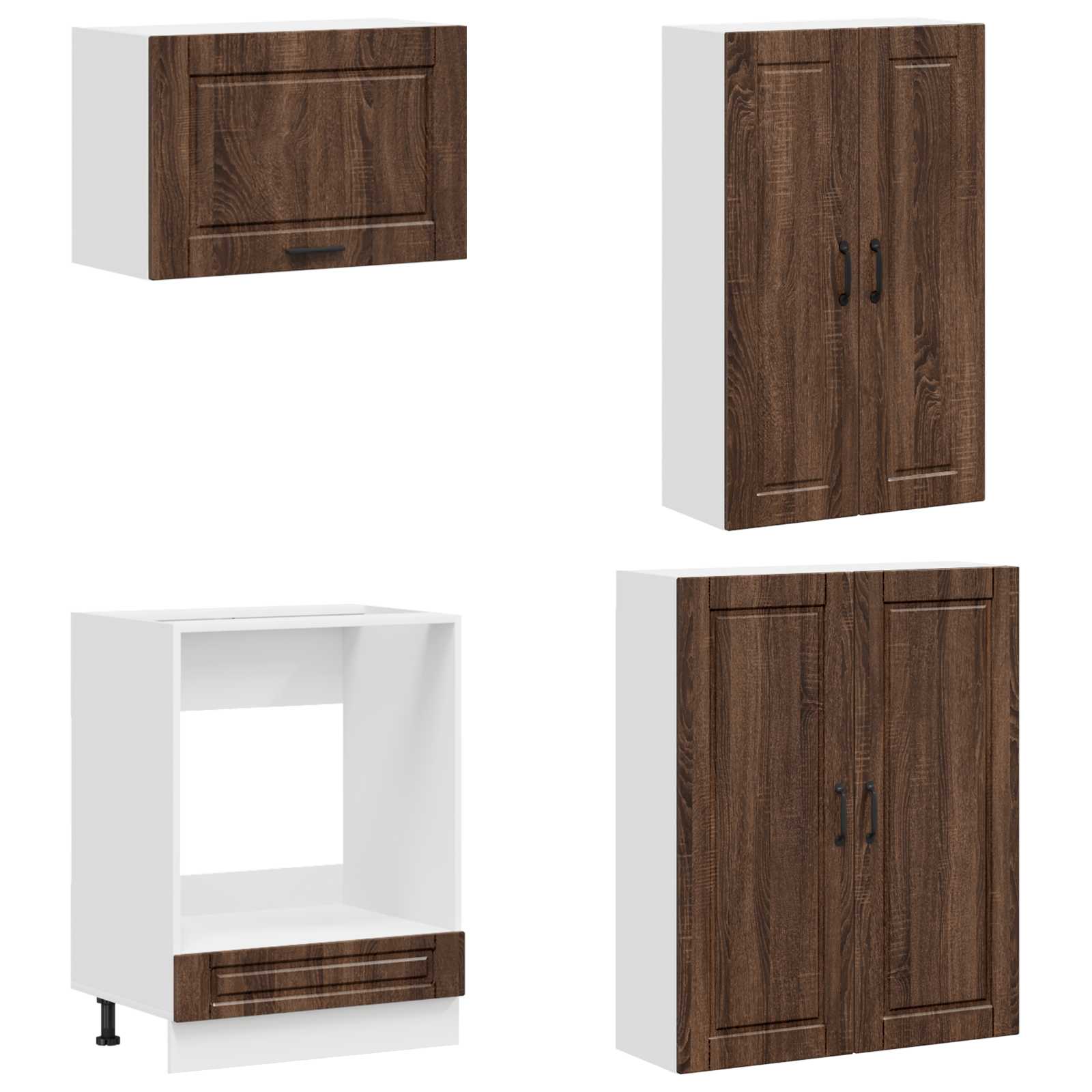 Keukenblok PORTO 8 pcs Bruin eiken Bewerkt hout