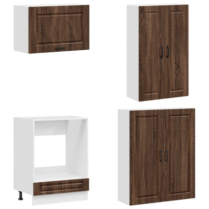 Keukenblok PORTO 8 pcs Bruin eiken Bewerkt hout