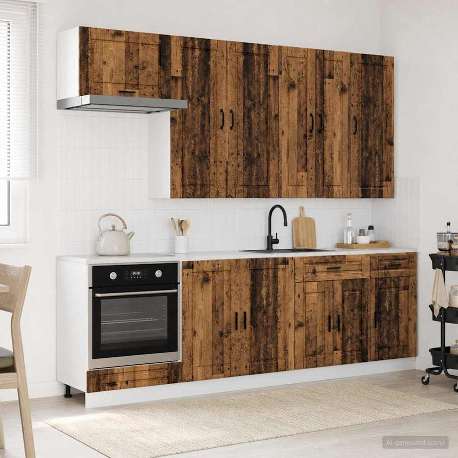 Keukenblok PORTO 8 pcs Oud hout Bewerkt hout
