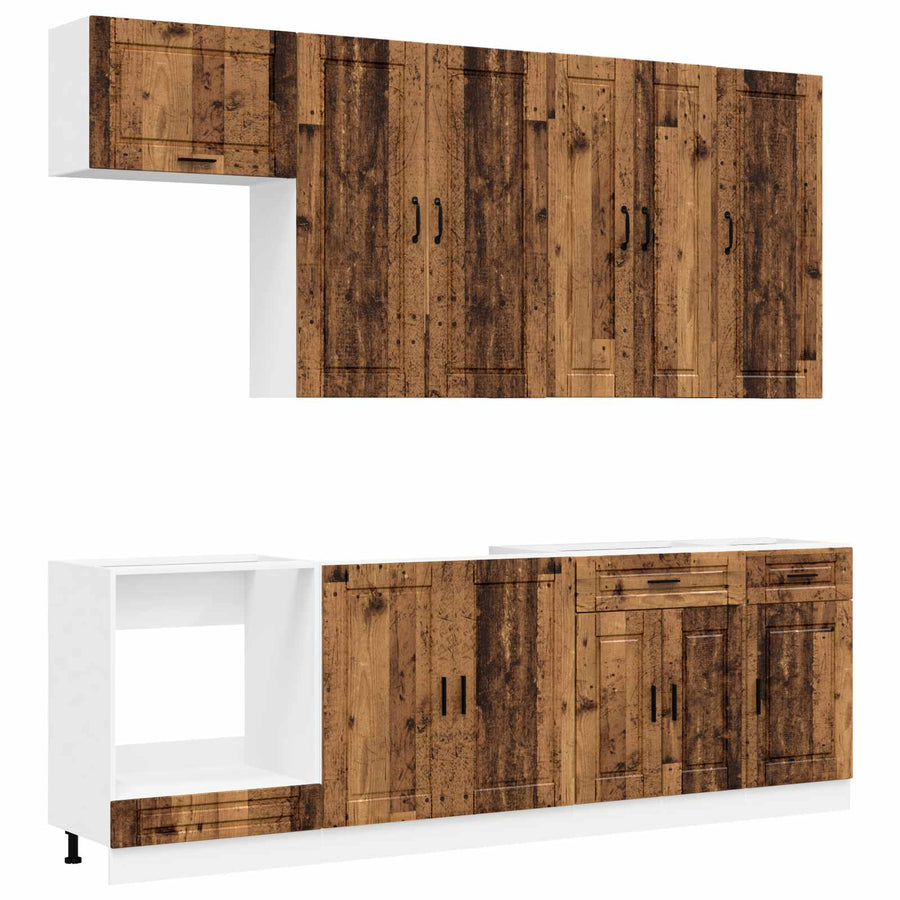 Keukenblok PORTO 8 pcs Oud hout Bewerkt hout