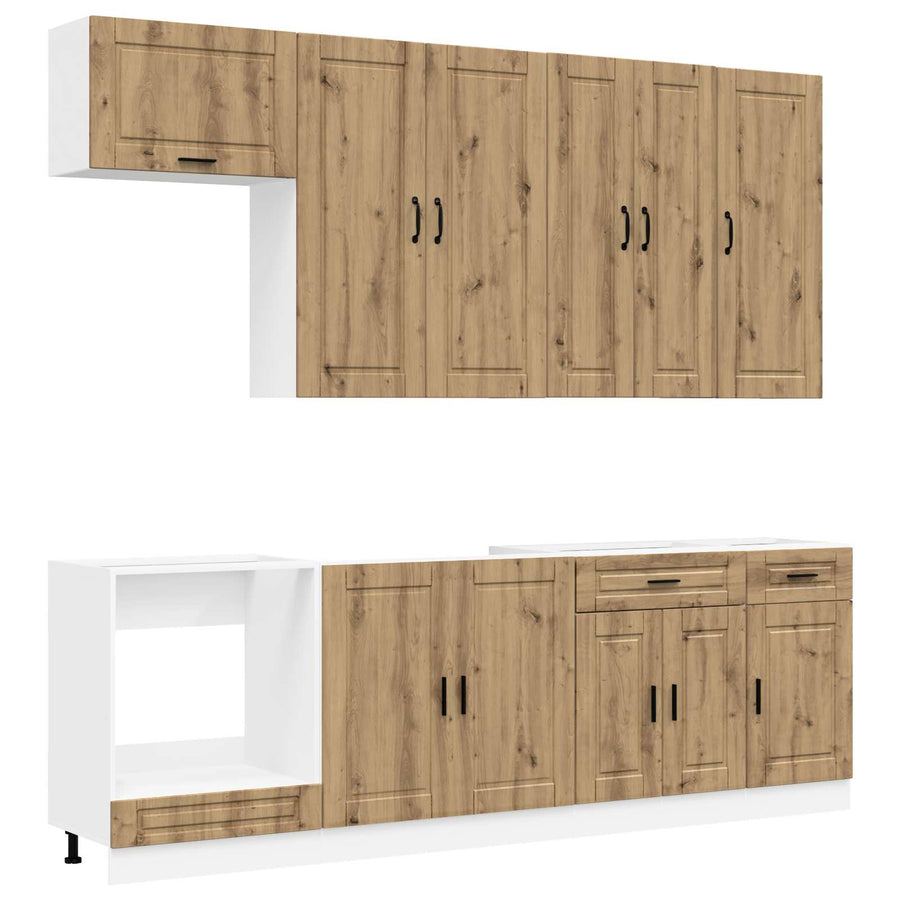 Keukenblok PORTO 8 pcs Artisanaal eiken Bewerkt hout