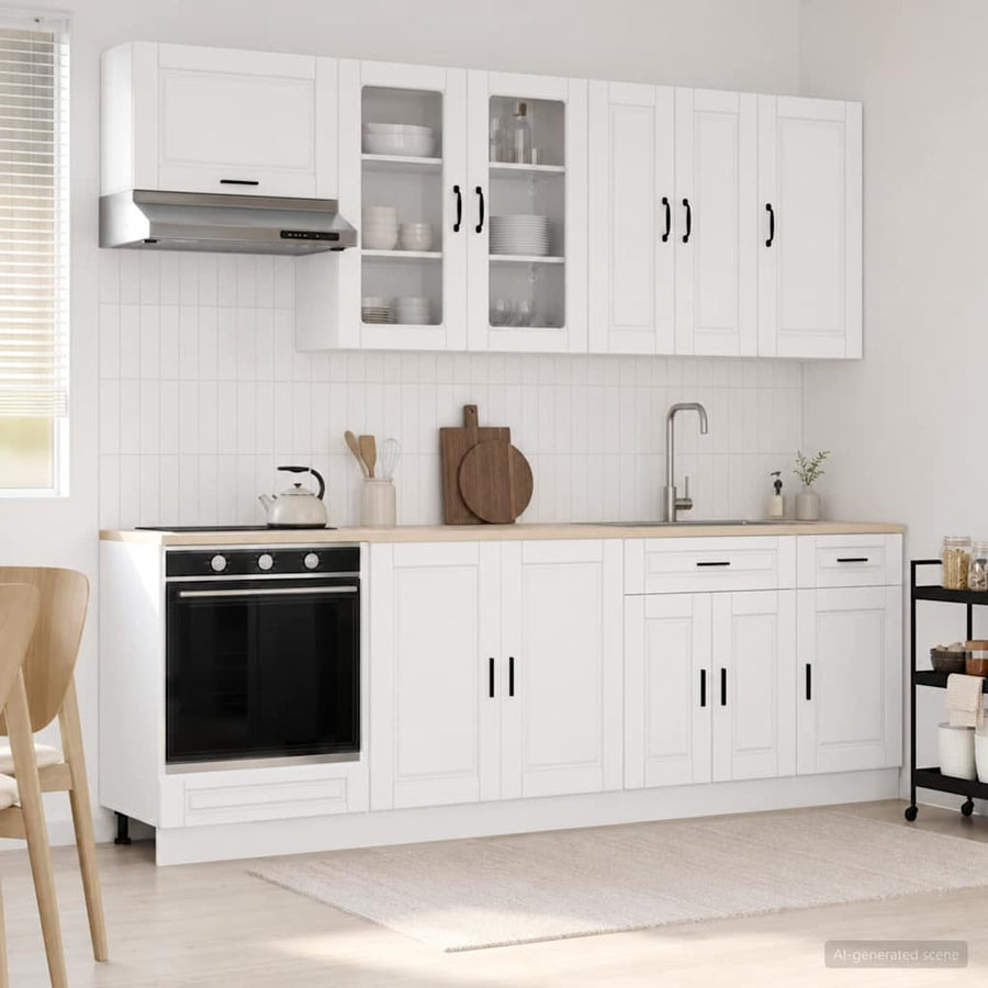 Keukenblok PORTO 8 pcs Wit Bewerkt hout