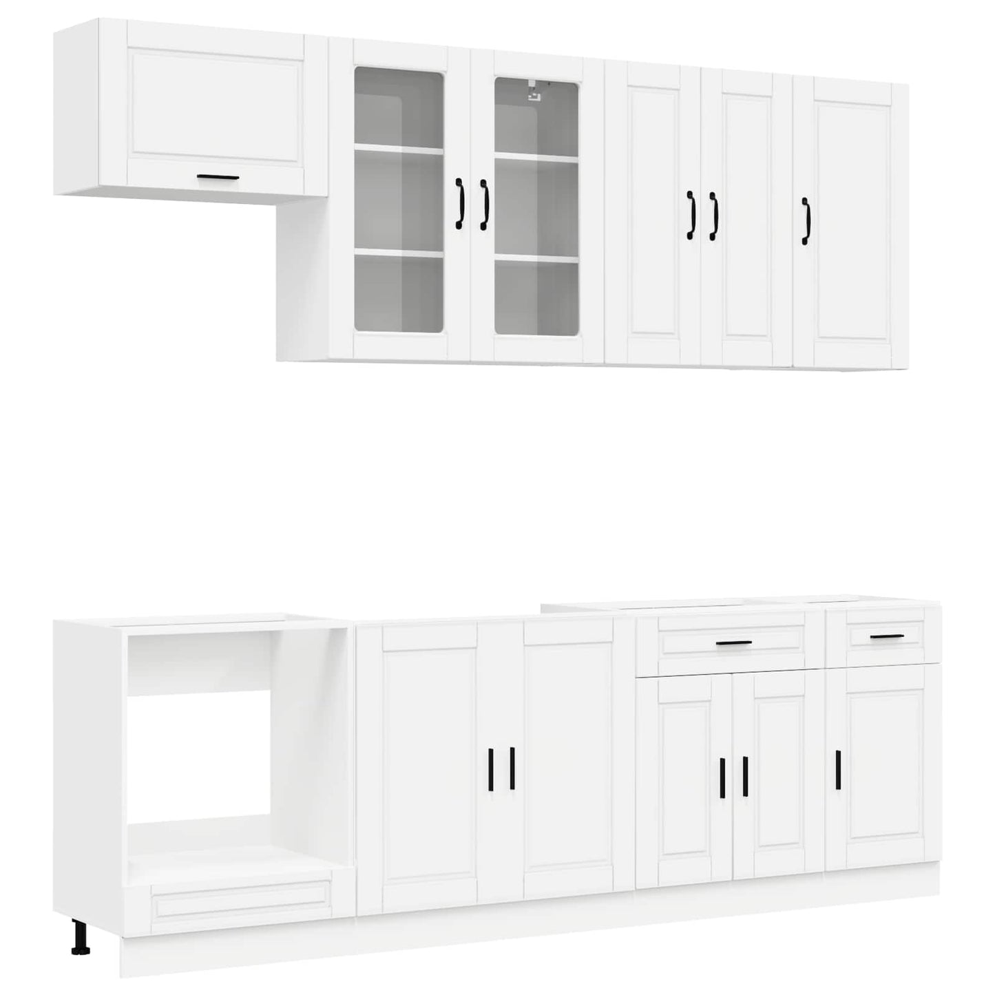 Keukenblok PORTO 8 pcs Wit Bewerkt hout