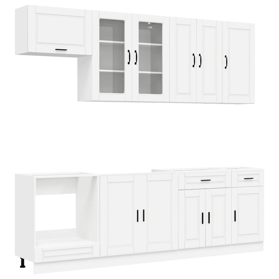 Keukenblok PORTO 8 pcs Wit Bewerkt hout