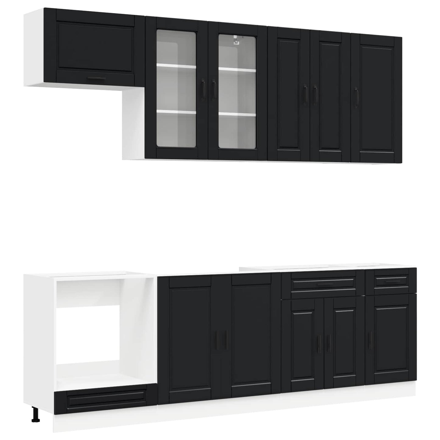 Keukenblok PORTO 8 pcs Zwart Bewerkt hout