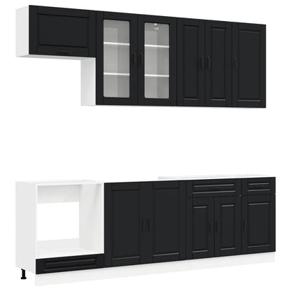 Keukenblok PORTO 8 pcs Zwart Bewerkt hout