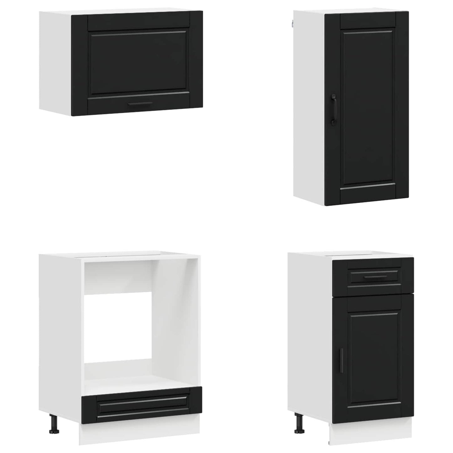 Keukenblok PORTO 8 pcs Zwart Bewerkt hout