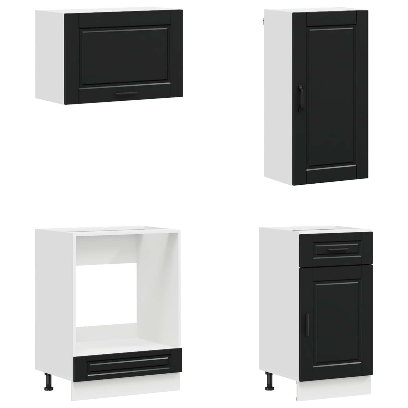 Keukenblok PORTO 8 pcs Zwart Bewerkt hout