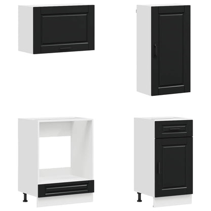 Keukenblok PORTO 8 pcs Zwart Bewerkt hout