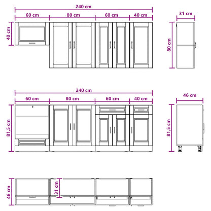 Keukenblok PORTO 8 pcs Sonoma Eiken Bewerkt hout