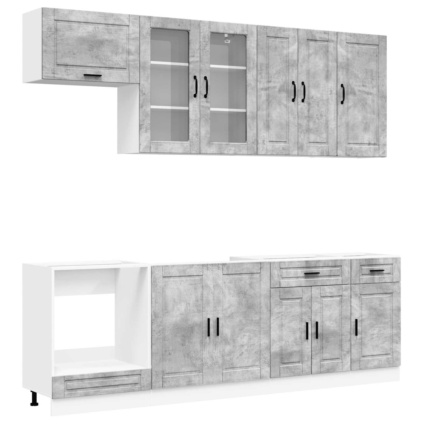 Keukenblok PORTO 8 pcs Betongrijs Bewerkt hout