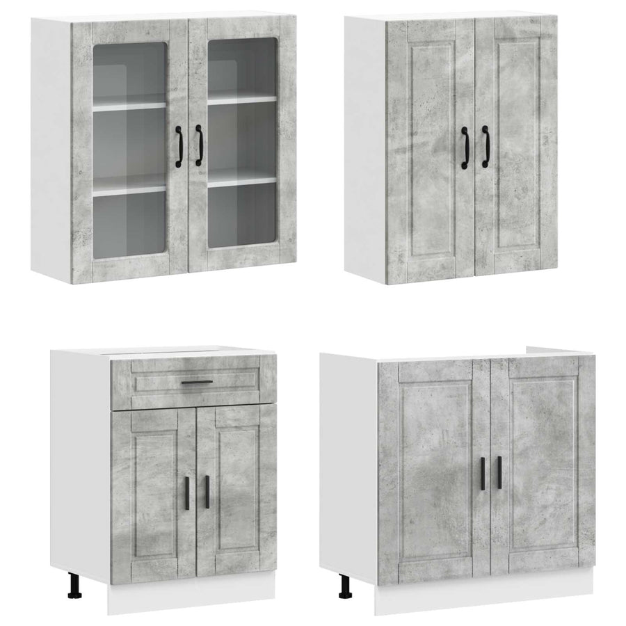 Keukenblok PORTO 8 pcs Betongrijs Bewerkt hout