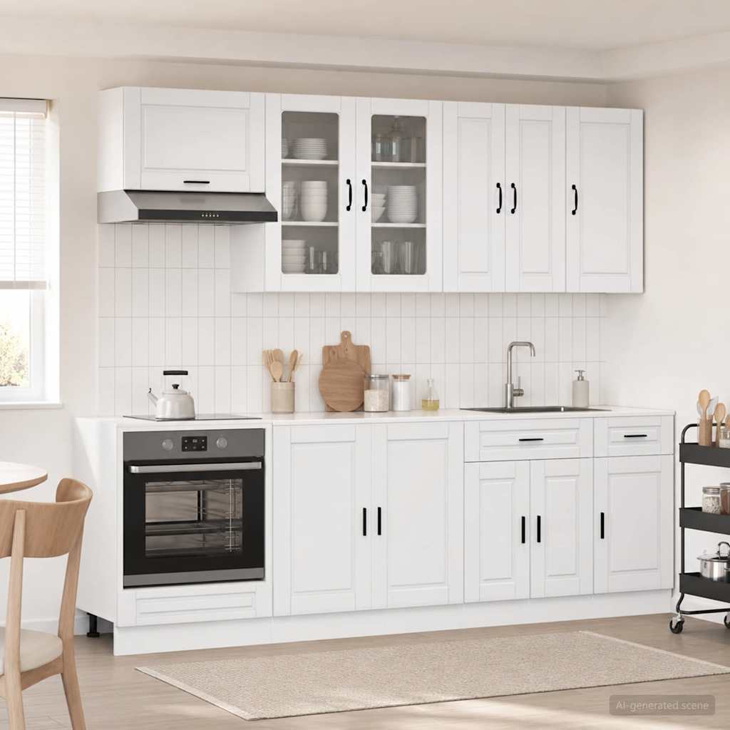 Keukenblok PORTO 8 pcs Hoogglans Wit Bewerkt hout