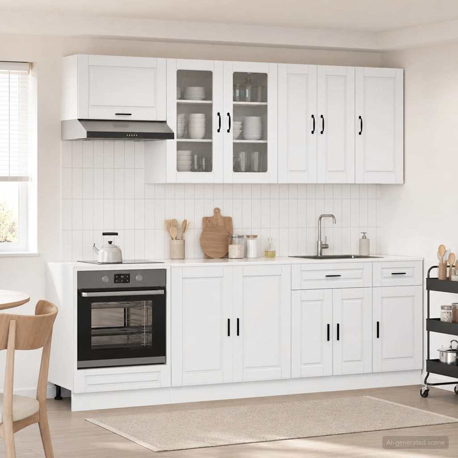 Keukenblok PORTO 8 pcs Hoogglans Wit Bewerkt hout