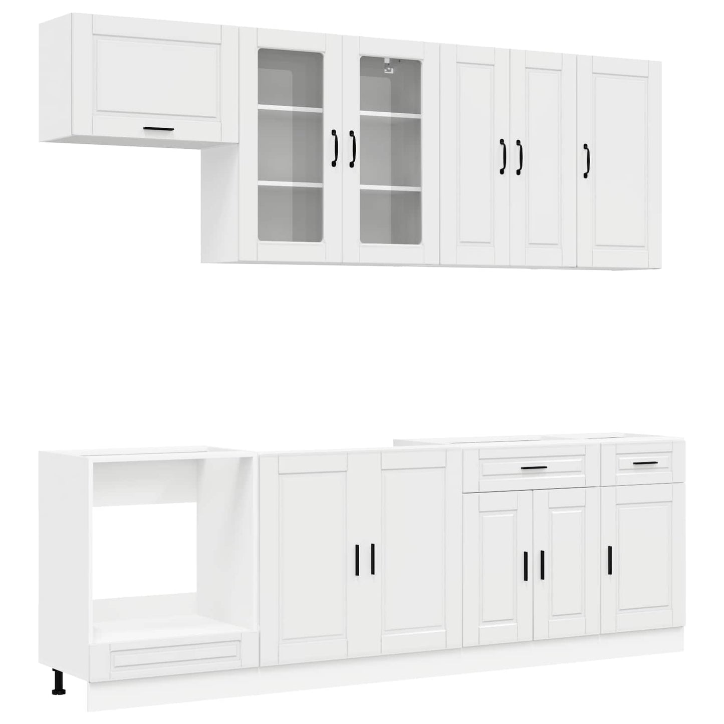 Keukenblok PORTO 8 pcs Hoogglans Wit Bewerkt hout