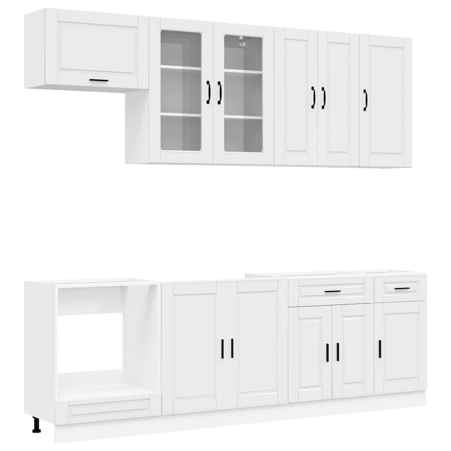 Keukenblok PORTO 8 pcs Hoogglans Wit Bewerkt hout