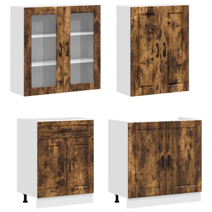 Keukenblok PORTO 8 pcs Gerookt eiken Bewerkt hout