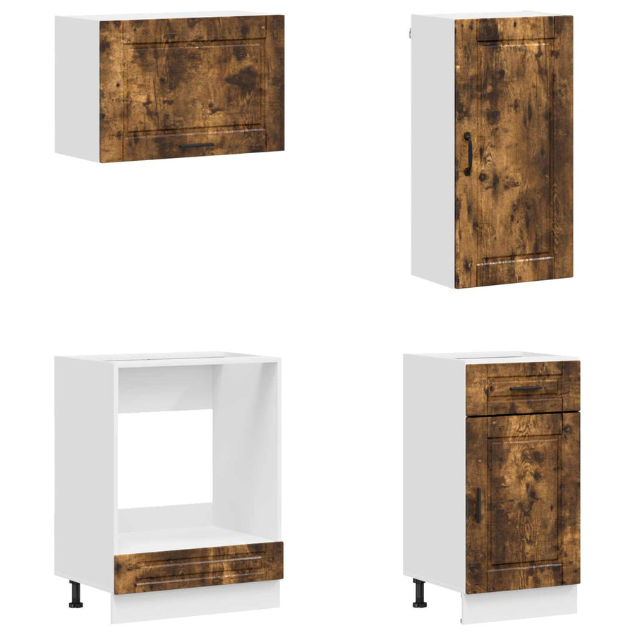 Keukenblok PORTO 8 pcs Gerookt eiken Bewerkt hout