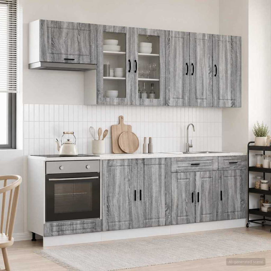 Keukenblok PORTO 8 pcs Grijs Sonoma Bewerkt hout