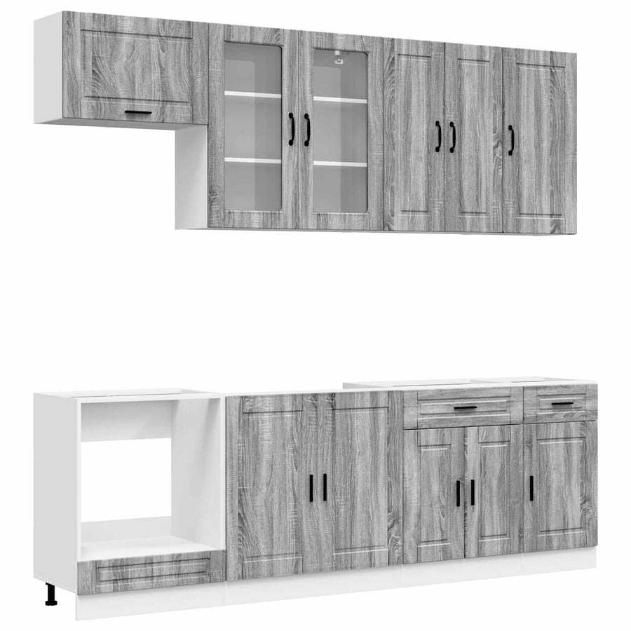 Keukenblok PORTO 8 pcs Grijs Sonoma Bewerkt hout
