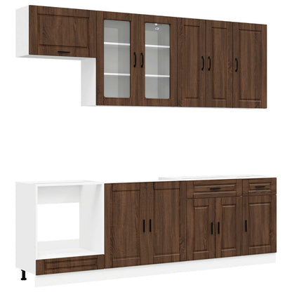 Keukenblok PORTO 8 pcs Bruin eiken Bewerkt hout