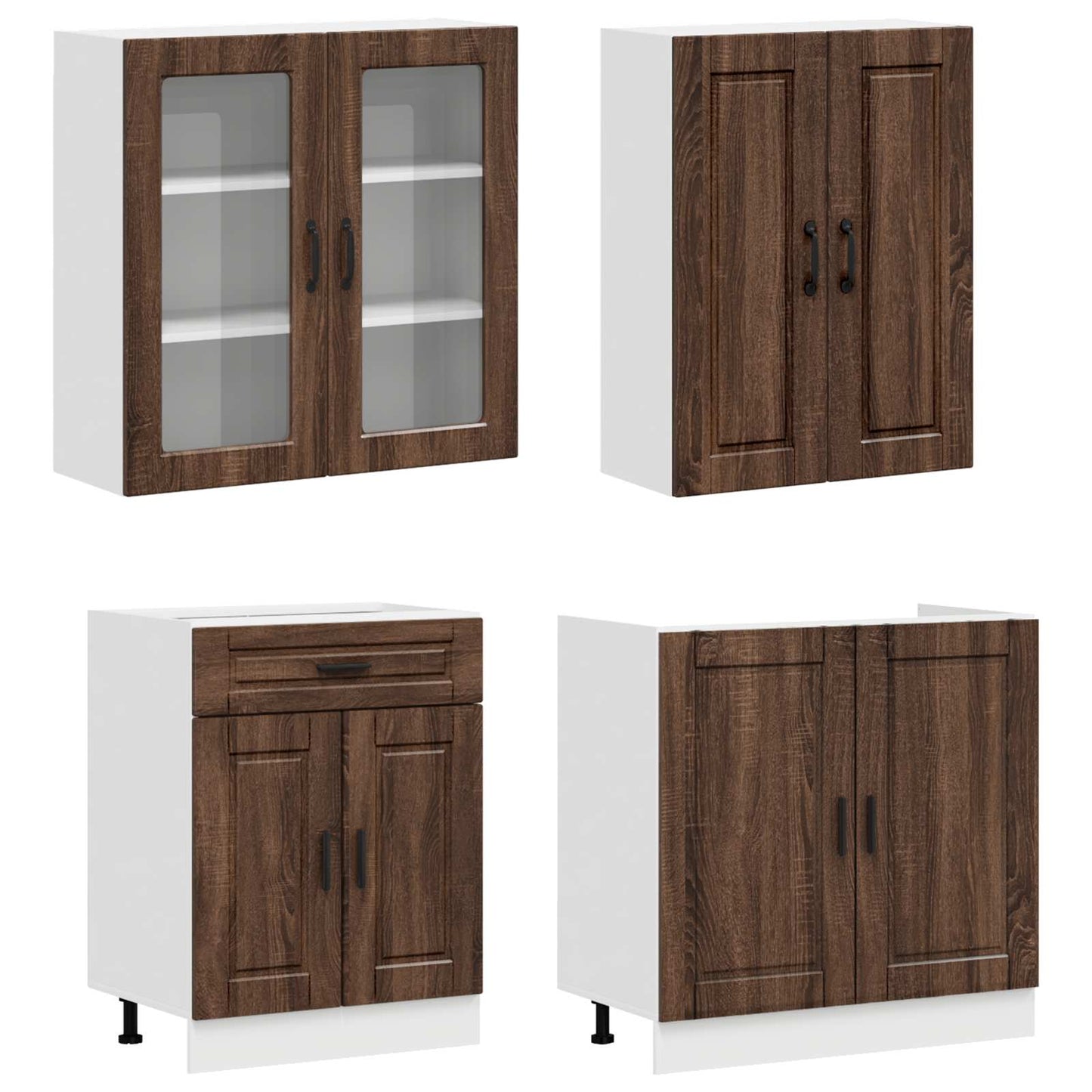 Keukenblok PORTO 8 pcs Bruin eiken Bewerkt hout