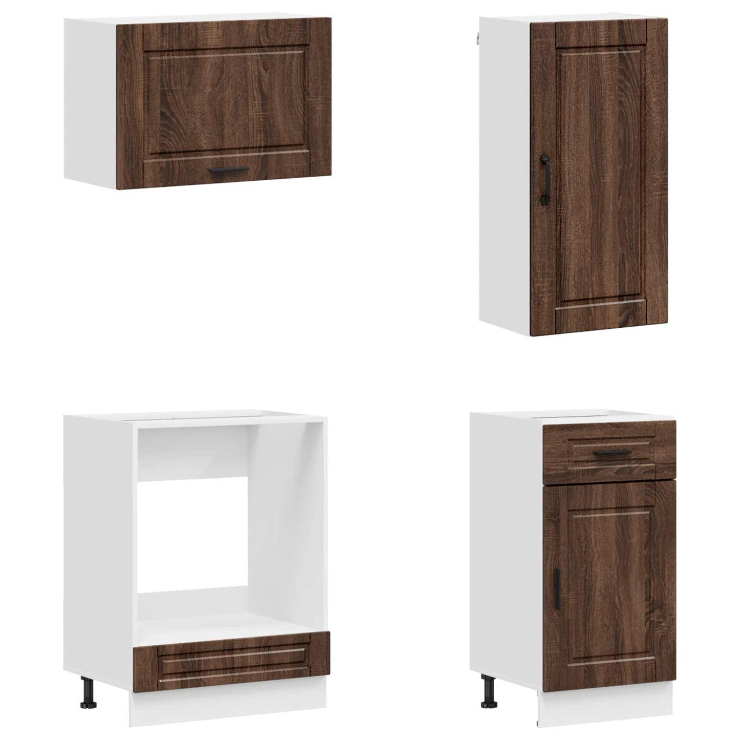 Keukenblok PORTO 8 pcs Bruin eiken Bewerkt hout