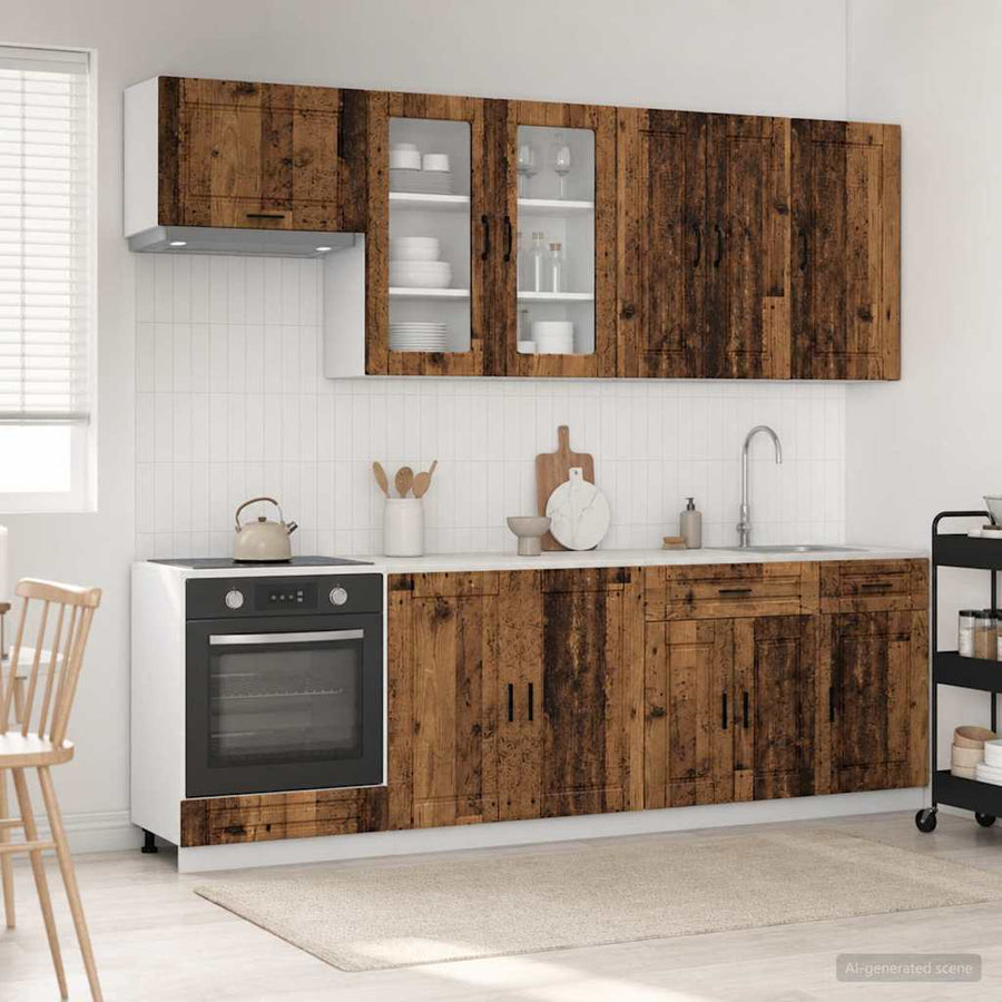 Keukenblok PORTO 8 pcs Oud hout Bewerkt hout