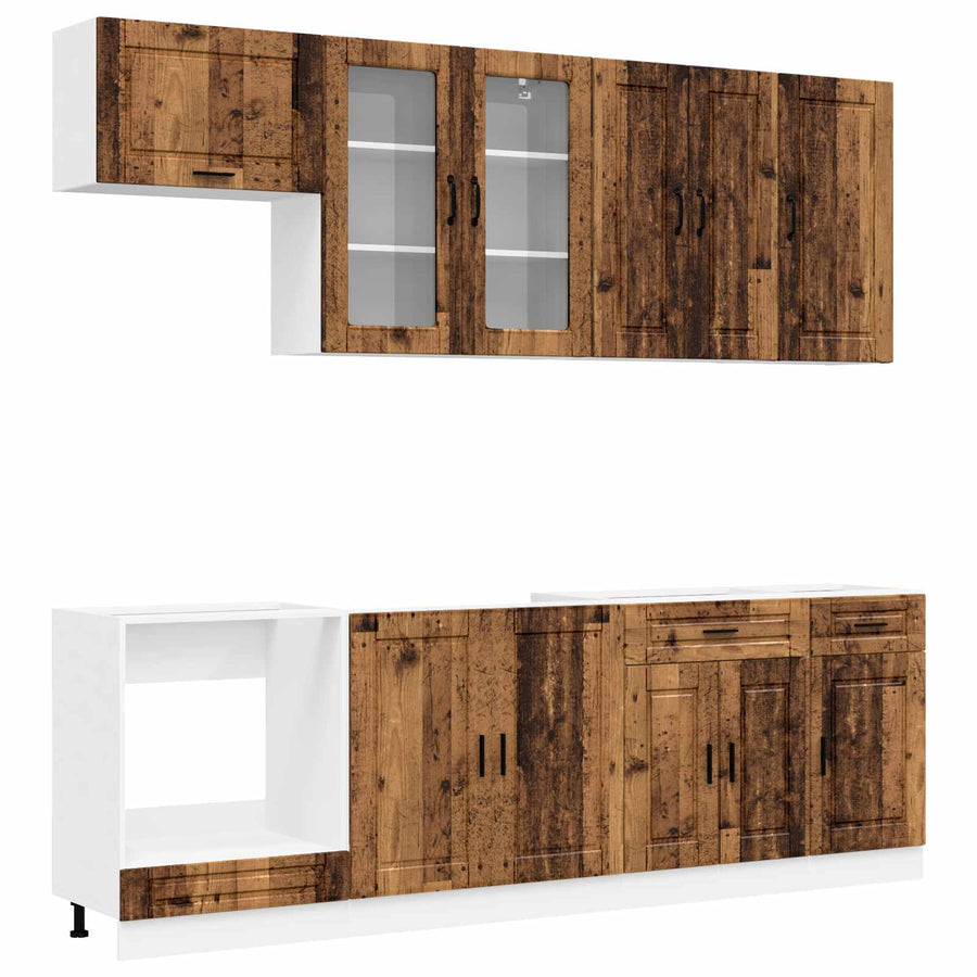Keukenblok PORTO 8 pcs Oud hout Bewerkt hout