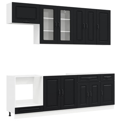 Keukenblok KALMAR 8 pcs Zwart Bewerkt hout