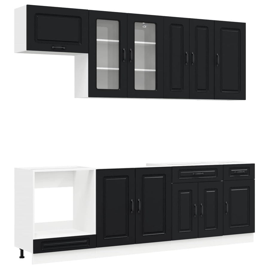 Keukenblok KALMAR 8 pcs Zwart Bewerkt hout