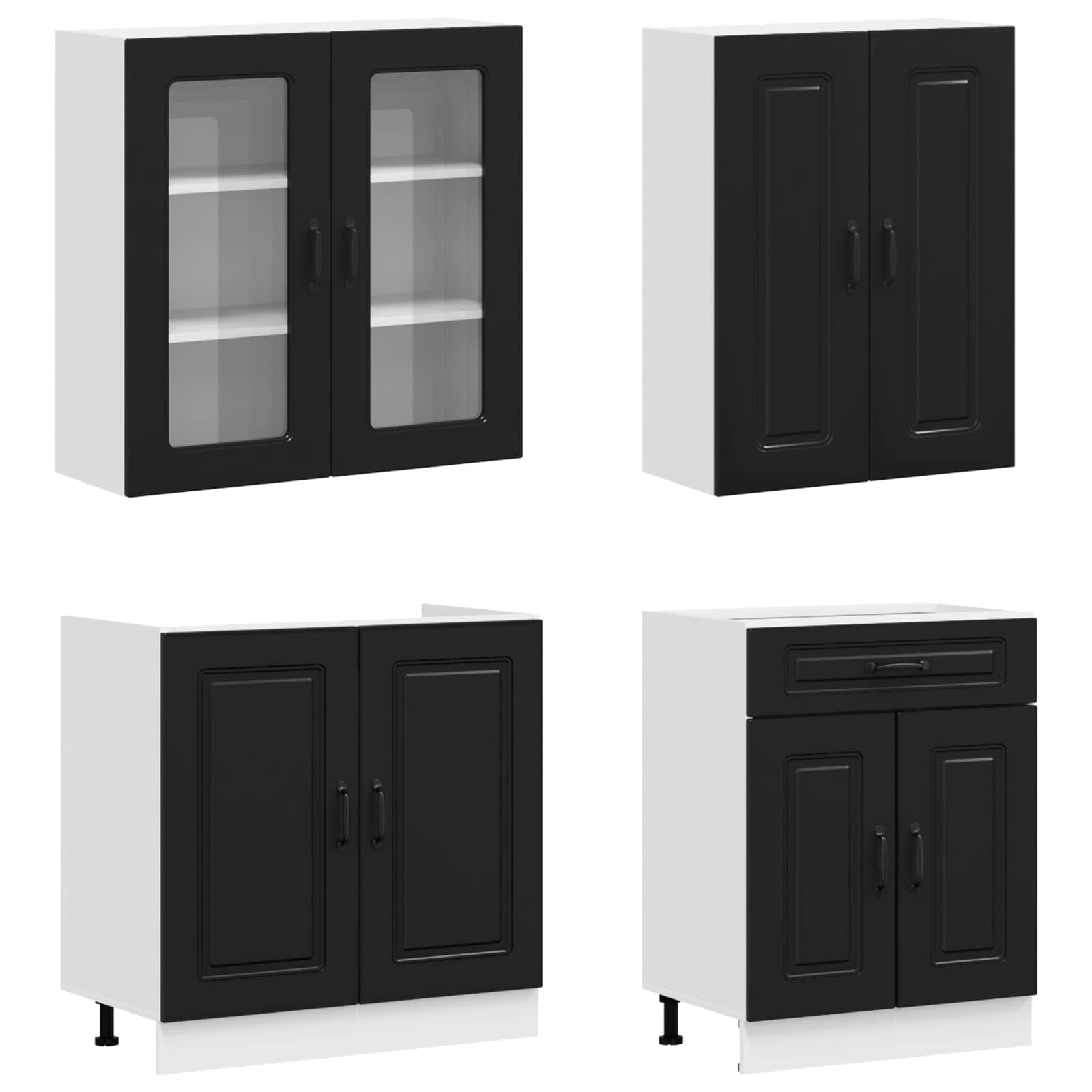 Keukenblok KALMAR 8 pcs Zwart Bewerkt hout