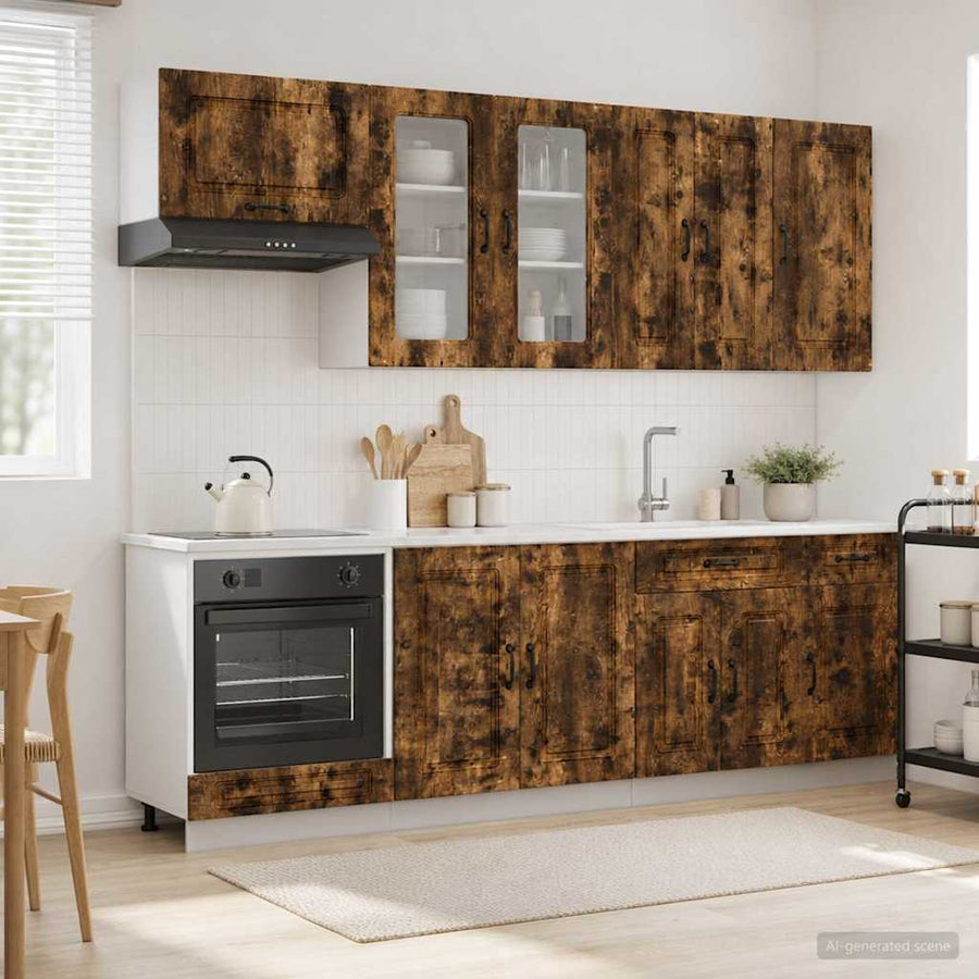 Keukenblok KALMAR 8 pcs Gerookt eiken Bewerkt hout