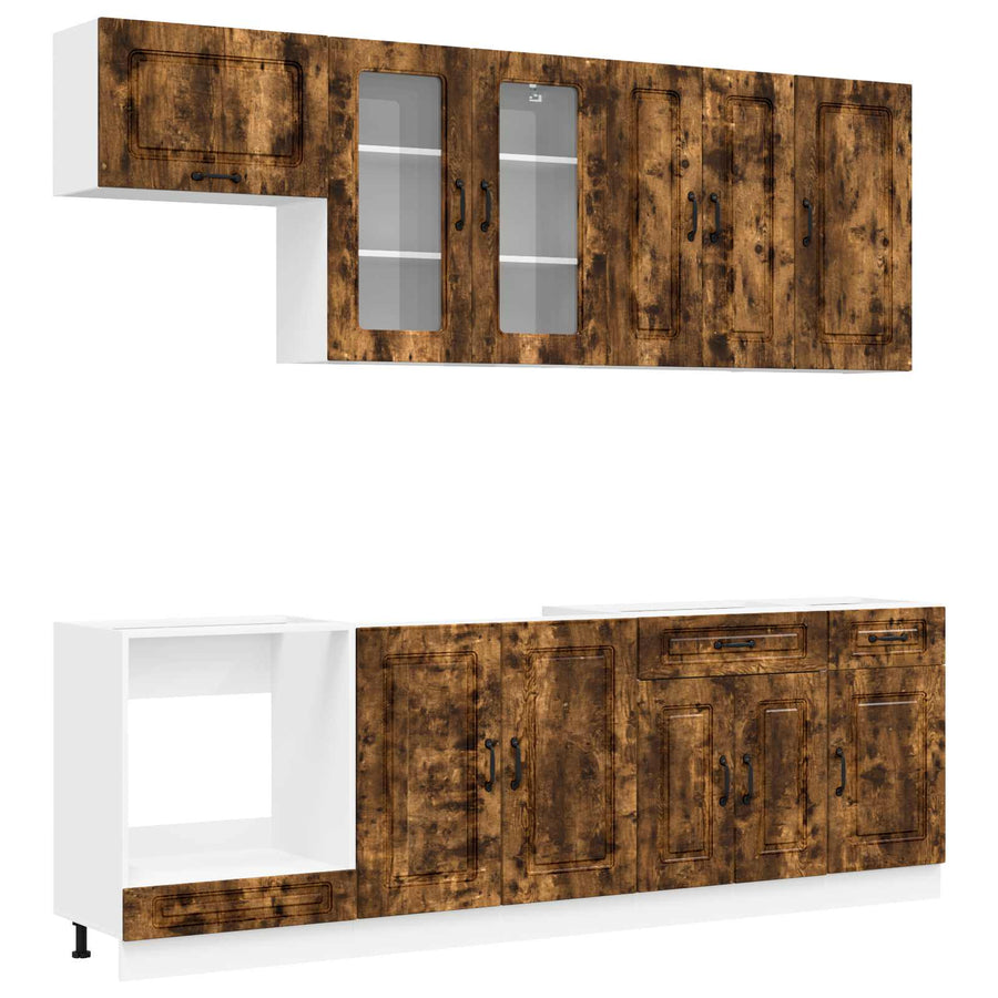 Keukenblok KALMAR 8 pcs Gerookt eiken Bewerkt hout